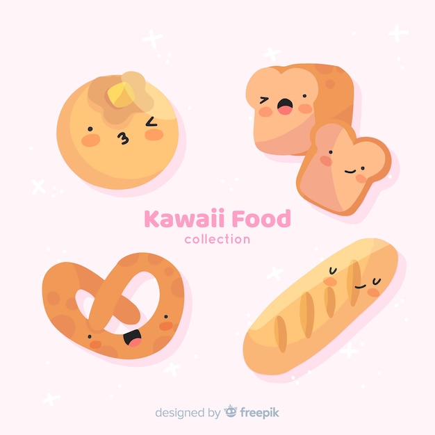 Impacco di pane kawaii disegnato a mano