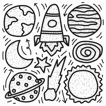 Premium Vector  Kawaii doodle cartoon planet coloring design