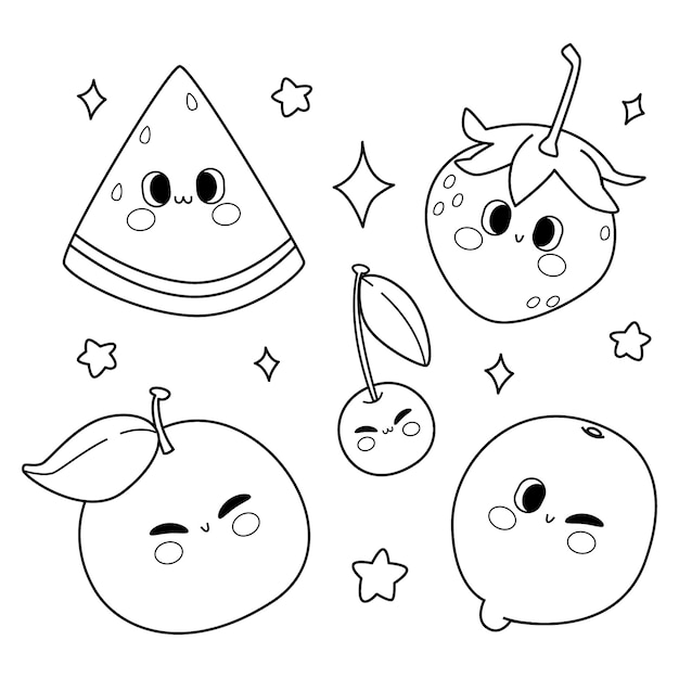 手描きかわいい塗り絵イラスト