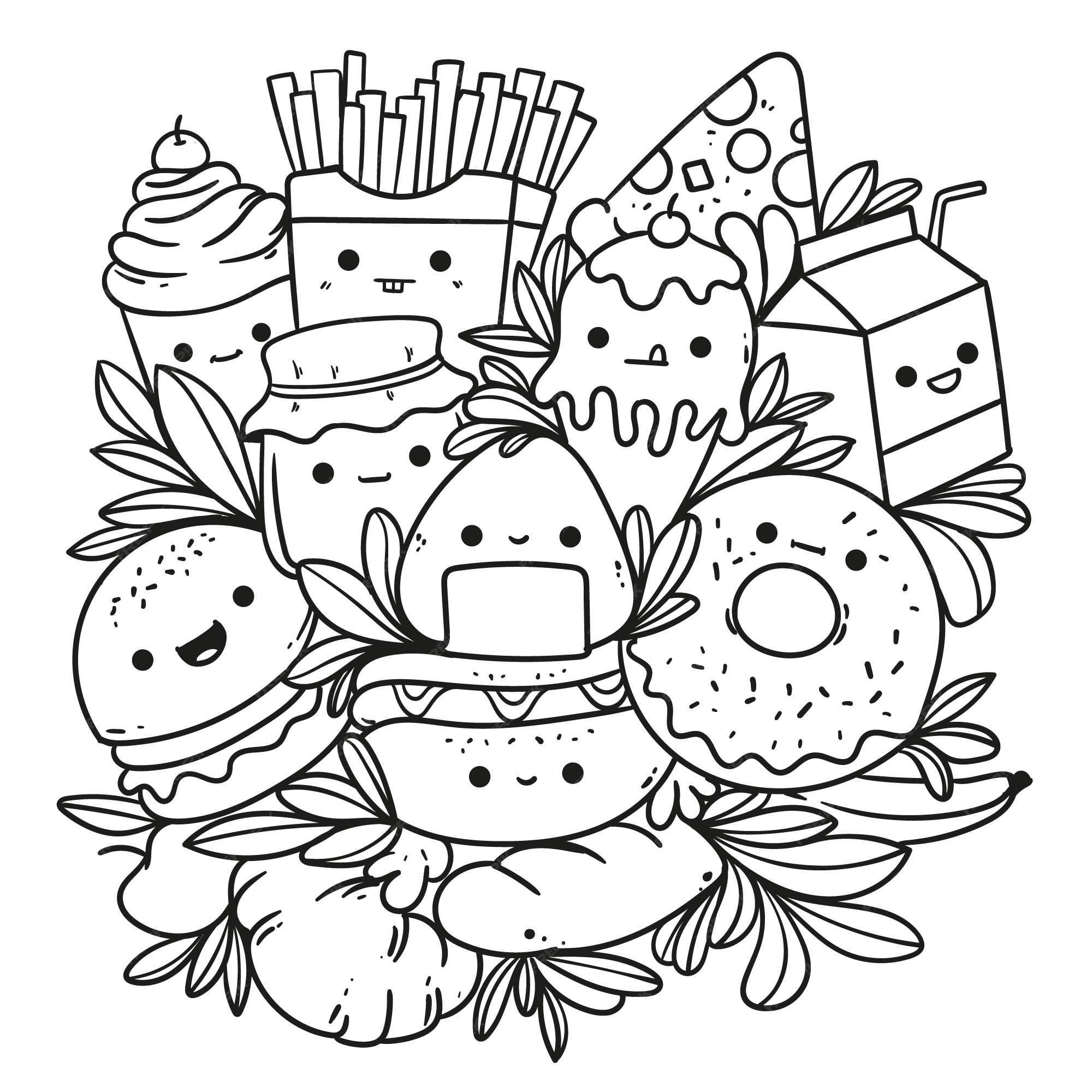 Premium Vector Hand drawn kawaii coloring book illustration