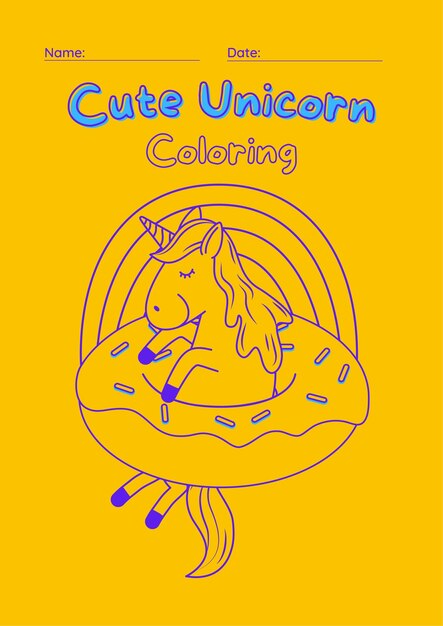 Hand drawn kawaii coloring book illustration