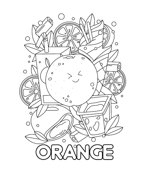 Hand drawn kawaii coloring book Vector illustration