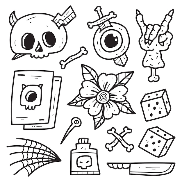 Hand drawn kawaii doodle halloween cartoon coloring design