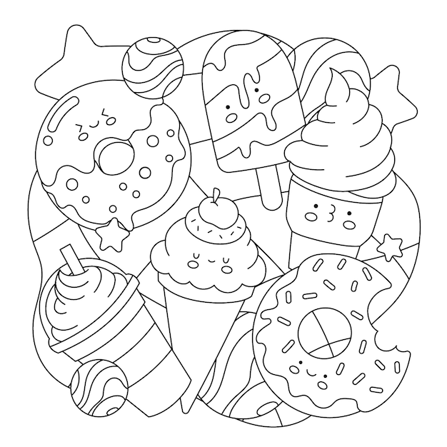hand drawn kawaii illustration