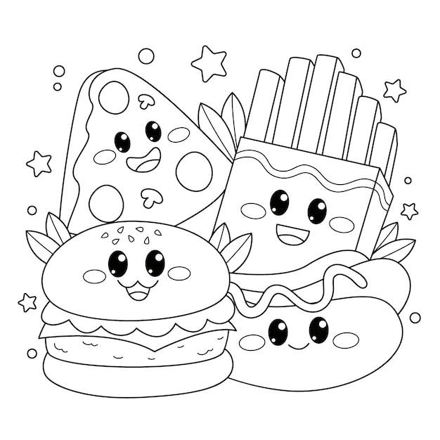 Vector hand drawn kawaii illustration