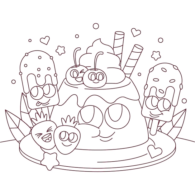 hand drawn kawaii illustration