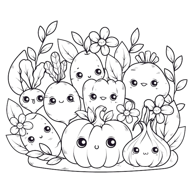 Hand drawn kawaii  illustration