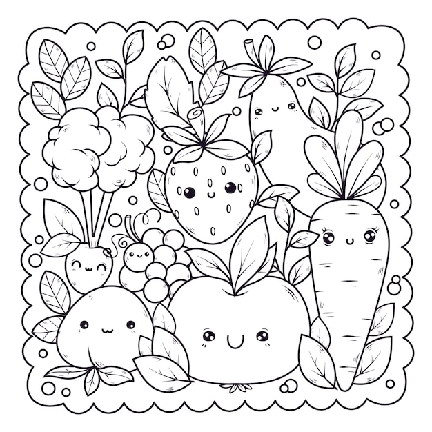 Vector hand drawn kawaii  illustration