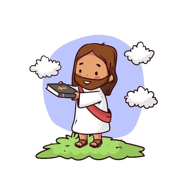 Vector hand drawn kawaii jesus  illustration