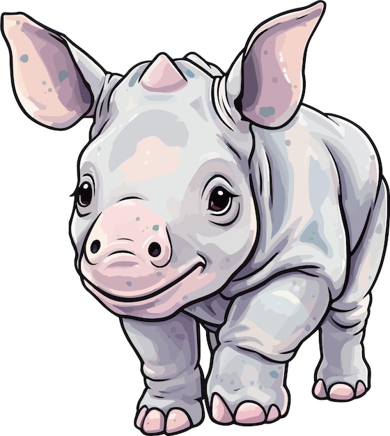 Hand drawn kawaii Rhinoceros sticker