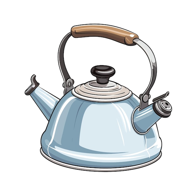 Vector hand drawn kettle cartoon vector illustration clipart white background