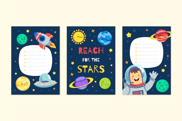 Vector hand drawn kids cards template