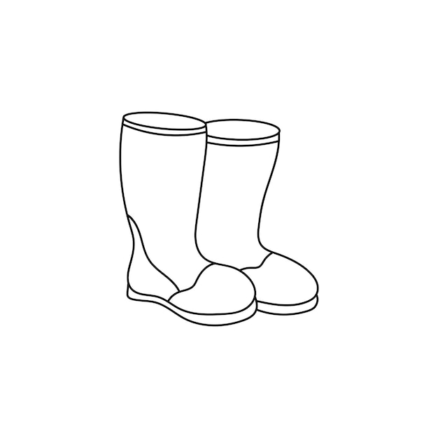 Hand drawn Kids drawing Cartoon Vector illustration childrens rubber boots icon Isolated