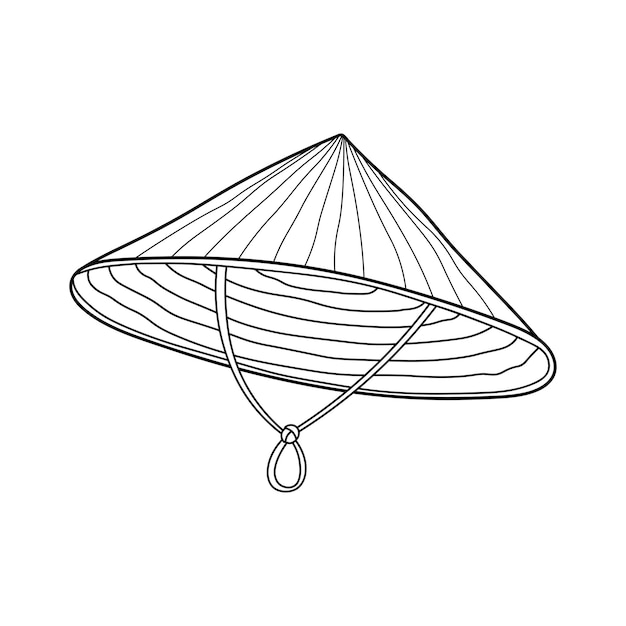 hand drawn kids drawing cartoon vector illustration conical hat isolated on white background
