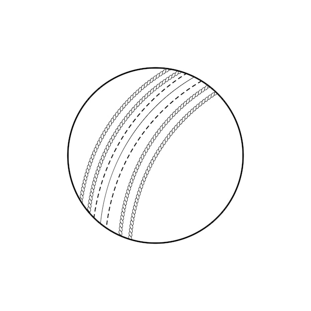 Hand drawn Kids drawing Cartoon Vector illustration cricket ball Isolated in doodle style