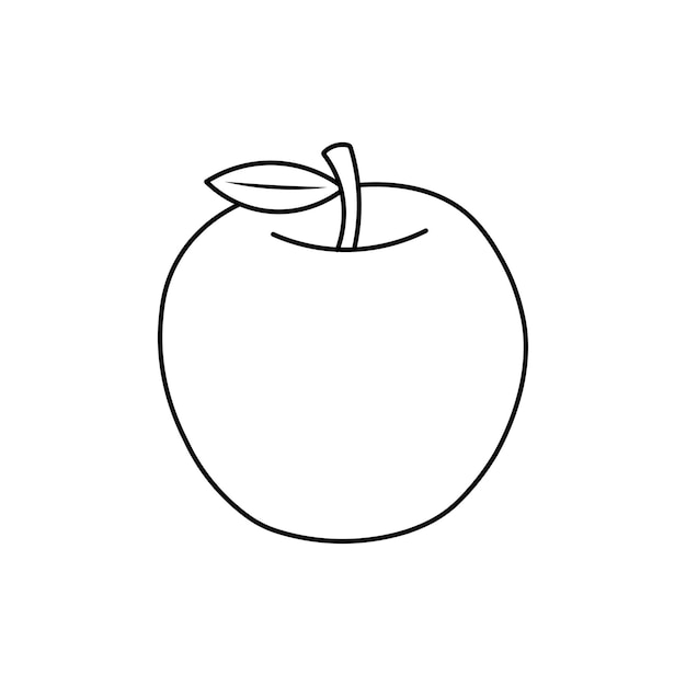 手描き 子供の漫画 ベクトルイラスト 可愛いリンゴのアイコン 白に隔離
