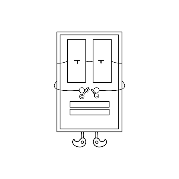 Hand drawn Kids drawing Cartoon Vector illustration cute lock picking door icon Isolated