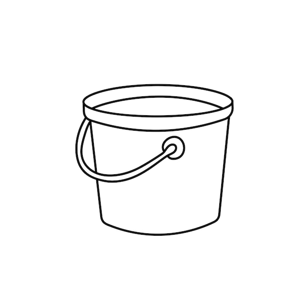 Hand drawn Kids drawing Cartoon Vector illustration cute plastic buckets with water icon Isolated