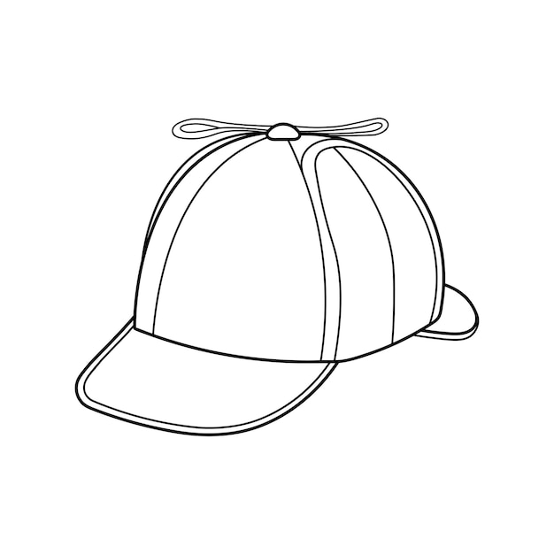 Vector hand drawn kids drawing cartoon vector illustration deerstalker hat isolated on white background