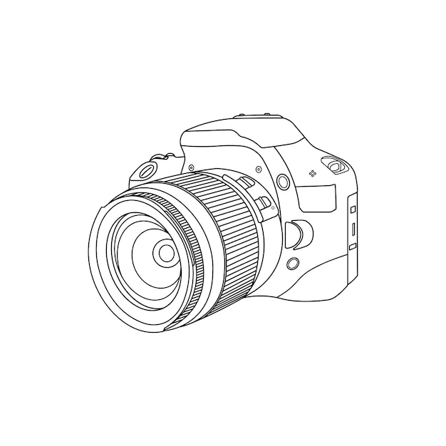 手描き 子供の絵画 漫画 ベクトルイラスト dslr カメラ 白い背景に隔離