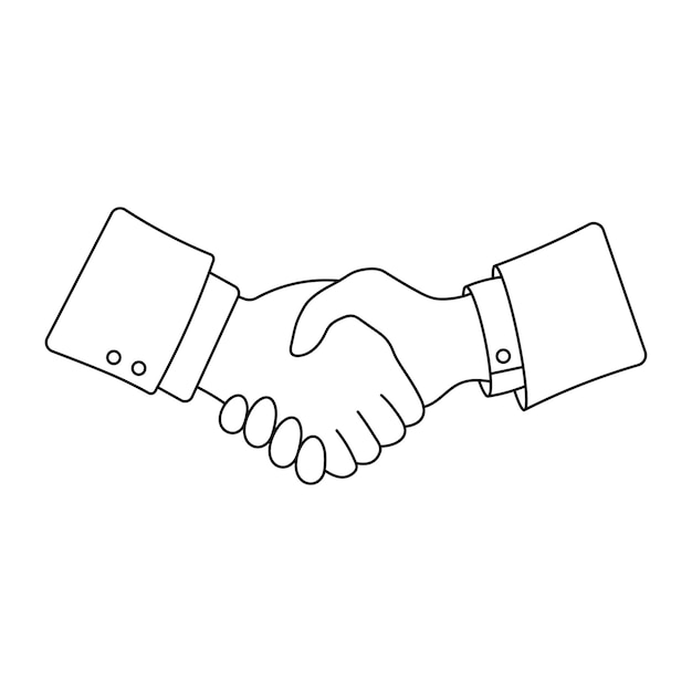 Hand drawn kids drawing cartoon vector illustration handshake icon isolated on white background