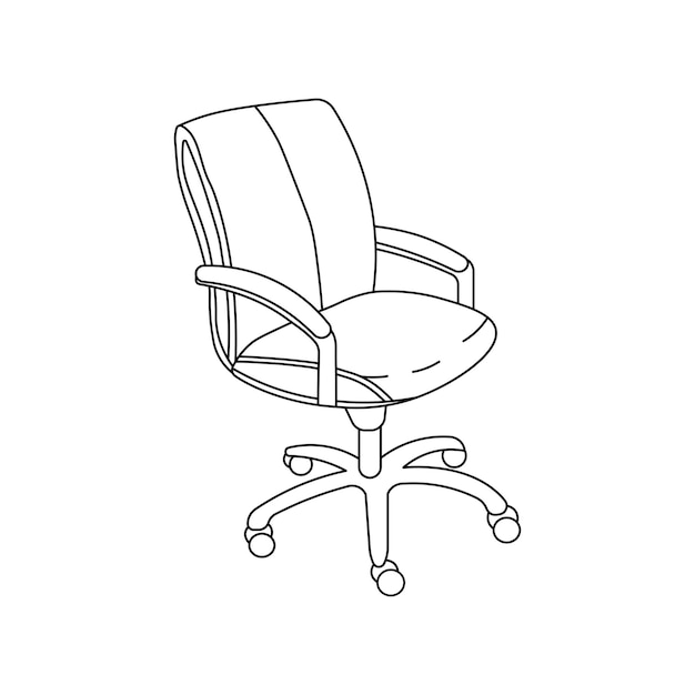 Hand drawn Kids drawing Cartoon Vector illustration office chair icon Isolated on White Background