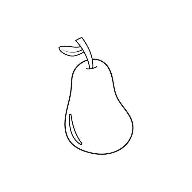 Hand drawn Kids drawing Cartoon Vector illustration pear icon Isolated on White Background