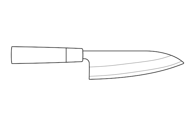 Hand drawn Kids drawing Cartoon Vector illustration santoku knife Isolated in doodle style