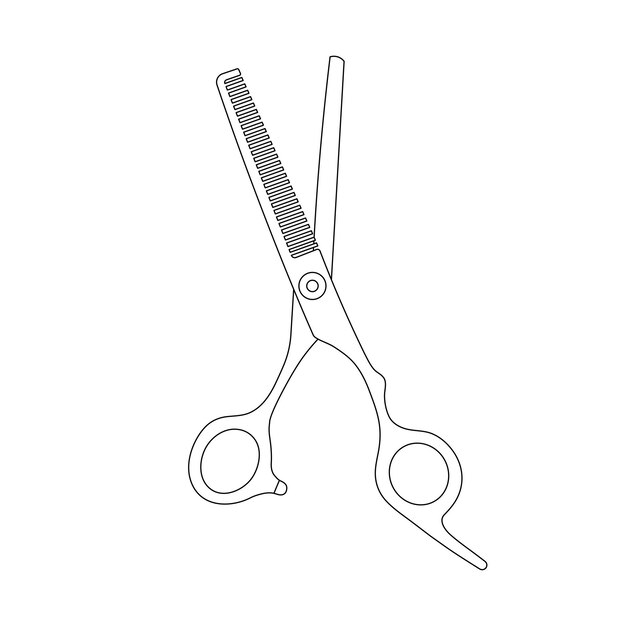 Vector hand drawn kids drawing cartoon vector illustration thinning shears isolated in doodle style