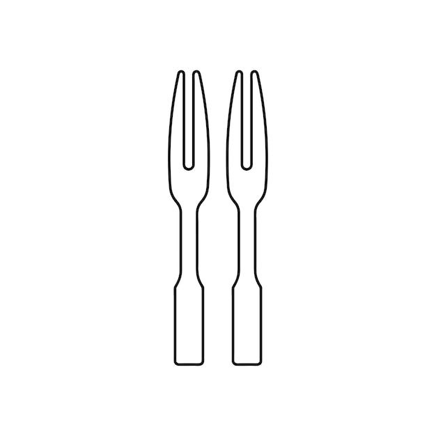 Hand drawn Kids drawing Cartoon Vector illustration wooden mini fork Isolated in doodle style