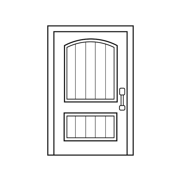 Hand drawn Kids drawing Vector illustration roman door Isolated on White Background