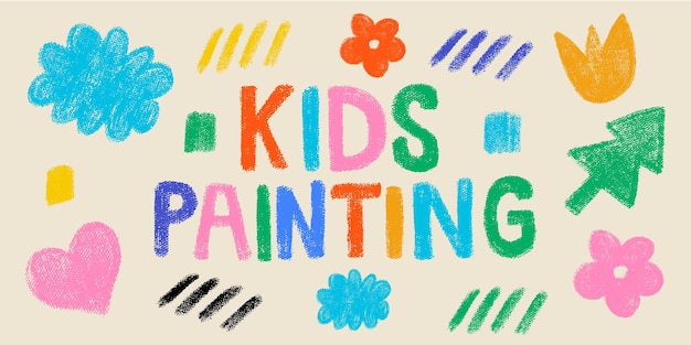 Hand Drawn Kids Painting Pastel Design