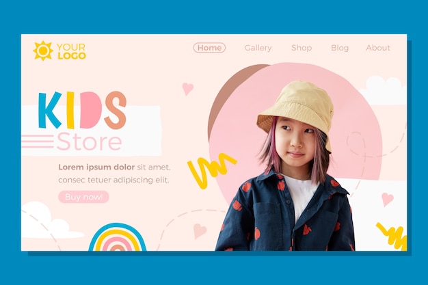 Hand drawn kids store design template