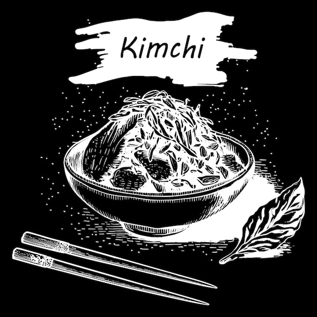 Hand drawn kimchi asian food