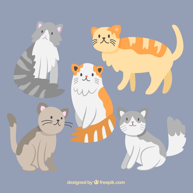 ベクトル 猫の手描きの種類