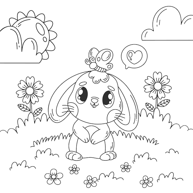 Hand drawn kindergarten coloring page illustration