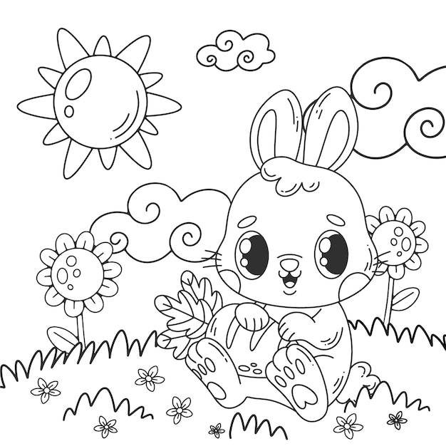 Hand drawn kindergarten coloring page illustration