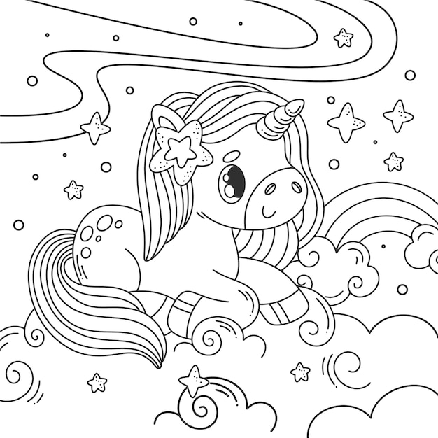 Hand drawn kindergarten coloring page illustration
