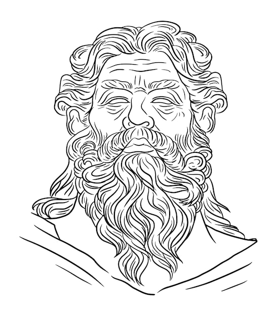 Vector hand drawn king state vectorgreek god vector