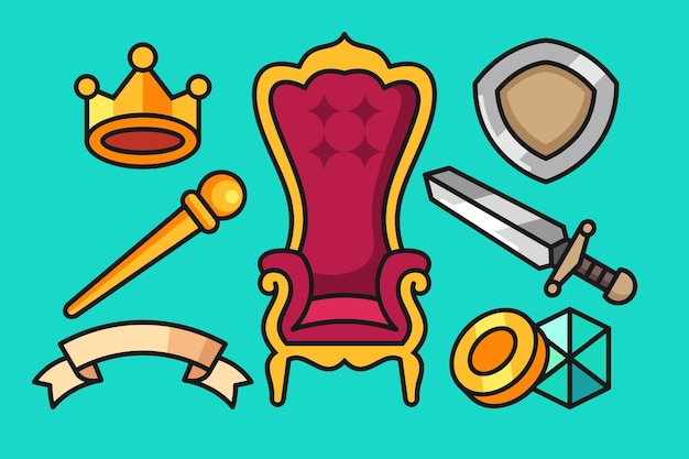 Vector hand drawn kingdom tools set