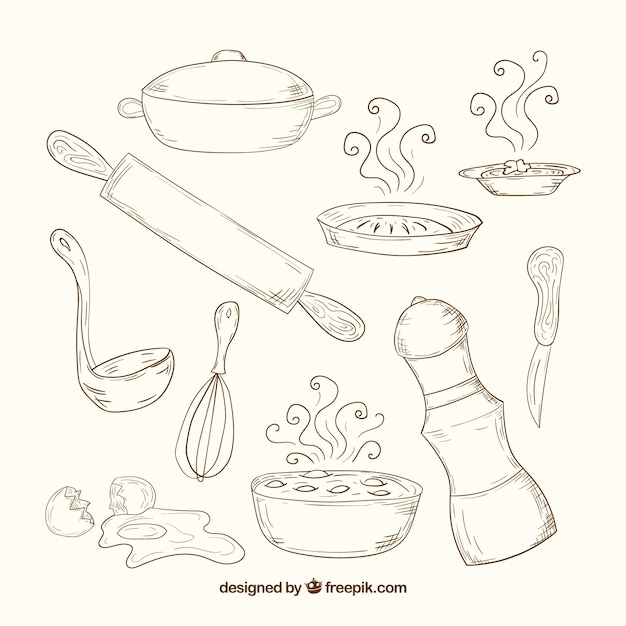 Hand Drawn Black Line Drawing Kitchenware, Wing Drawing, War Drawing, Kitchen  Drawing PNG Transparent Clipart Image and PSD File for Free Download