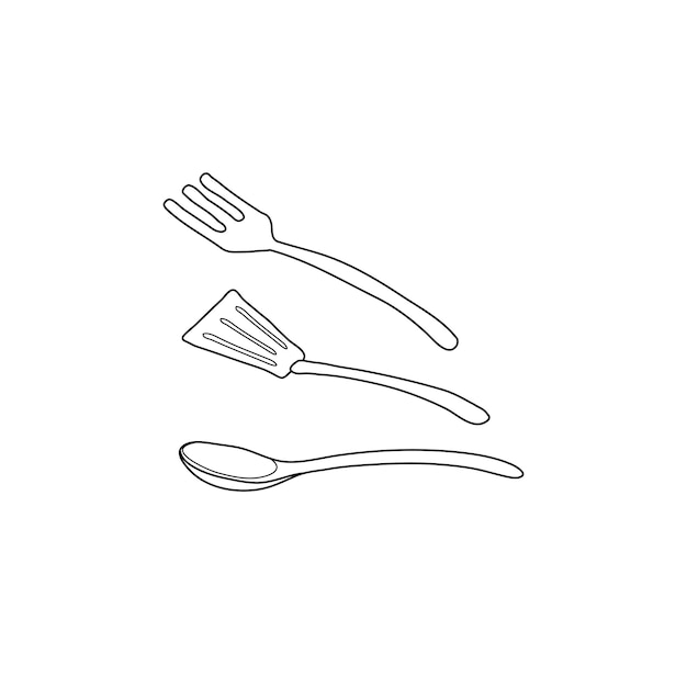 Hand drawn kitchen utensils