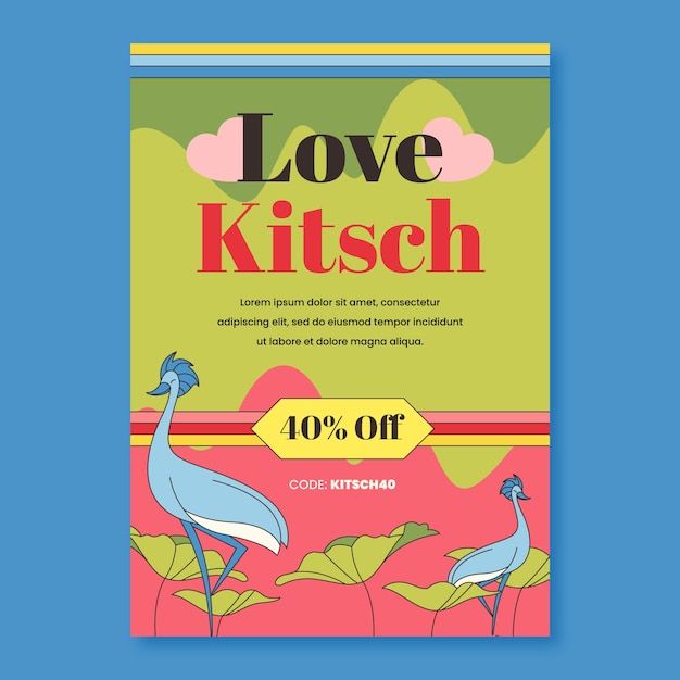 Vector hand drawn kitschy poster template