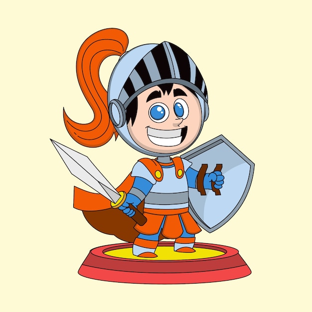 Hand drawn knight cartoon illustration