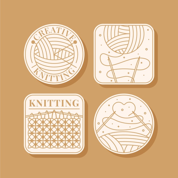 Hand drawn knitting sticker set