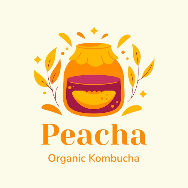 Vector hand drawn kombucha logo design