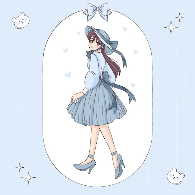 手描き韓国画風キャライラスト