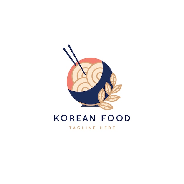 Vector hand drawn korean food logo design