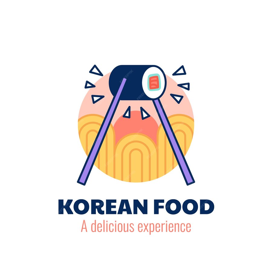 Premium Vector | Hand drawn korean food logo