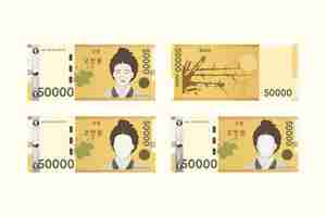 Vector hand drawn korean money vector illustration